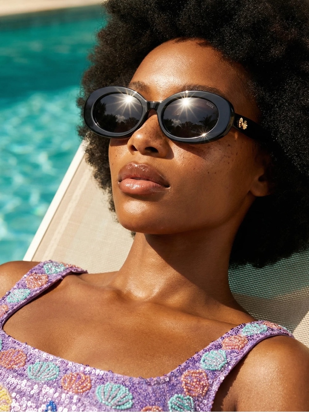 Oceanus x Sojos Black Oval Sunglasses – Sleek Everyday Style - Picture 2 of 6